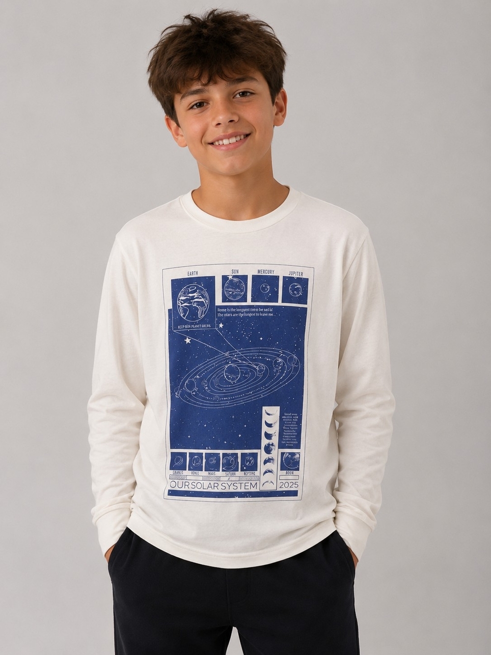 GAP Youth Boy's Solar System Long Sleeve Shirt – XXL 14/16